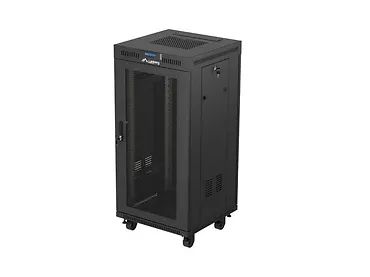Lanberg Szafa instalacyjna rack stojąca 19" 24U  600x600 czarna drzwi perforowane LCD (Flat pack) V2