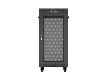 Lanberg Szafa instalacyjna rack stojąca 19" 24U  600x600 czarna drzwi perforowane LCD (Flat pack) V2