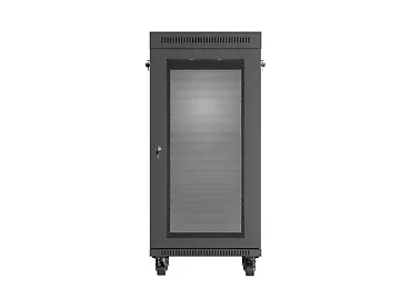 Lanberg Szafa instalacyjna rack stojąca 19" 24U  600x600 czarna drzwi perforowane LCD (Flat pack) V2