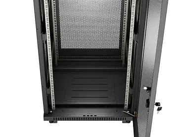 Lanberg Szafa instalacyjna rack stojąca 19" 24U  600x600 czarna drzwi perforowane LCD (Flat pack) V2