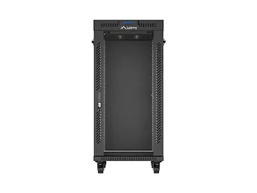 Lanberg Szafa instalacyjna rack stojąca 19" 24U  600x800 czarna drzwi przeszklone LCD ( Flat pack) V2