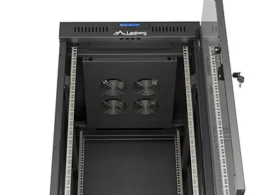 Lanberg Szafa instalacyjna rack stojąca 19" 24U  600x800 czarna drzwi przeszklone LCD ( Flat pack) V2