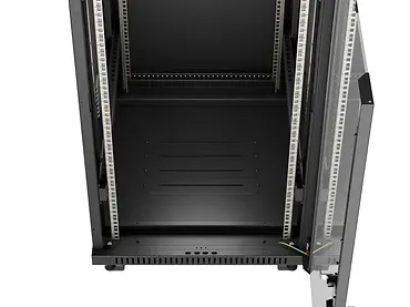 Lanberg Szafa instalacyjna rack stojąca 19" 24U  600x800 czarna drzwi przeszklone LCD ( Flat pack) V2