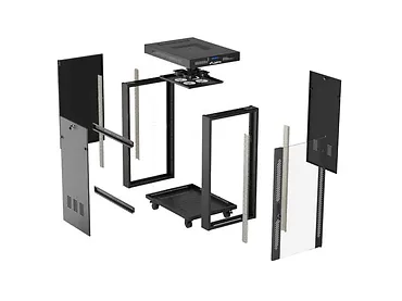 Lanberg Szafa instalacyjna rack stojąca 19" 24U  600x800 czarna drzwi przeszklone LCD ( Flat pack) V2