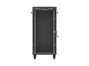 Lanberg Szafa instalacyjna rack stojąca 19" 24U  600x800 czarna drzwi przeszklone LCD ( Flat pack) V2