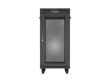 Lanberg Szafa instalacyjna rack stojąca 19" 24U 600x800 czarna drzwi perforowane LCD ( Flat pack) V2