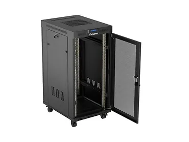 Lanberg Szafa instalacyjna rack stojąca 19" 24U 600x800 czarna drzwi perforowane LCD ( Flat pack) V2