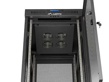 Lanberg Szafa instalacyjna rack stojąca 19" 24U 600x800 czarna drzwi perforowane LCD ( Flat pack) V2
