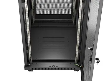 Lanberg Szafa instalacyjna rack stojąca 19" 24U 600x800 czarna drzwi perforowane LCD ( Flat pack) V2