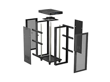 Lanberg Szafa instalacyjna rack stojąca 19" 24U 600x800 czarna drzwi perforowane LCD ( Flat pack) V2