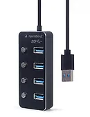 Gembird HUB 4-portowy USB 3.1 (Gen 1) z przełącznikami czarny