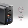 AXAGON Ładowarka sieciowa ACU-PQ67D PD&QC 67W 2-port GaN, Ekran LED, USB-A  + USB-C