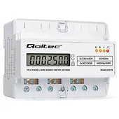 Qoltec Tr&oacute;jfazowy elektroniczny licznik | miernik zużycia energii na szynę DIN | 400V | 100A | LCD | LED | 7P
