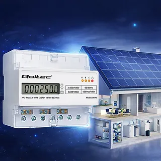 Qoltec Tr&oacute;jfazowy elektroniczny licznik | miernik zużycia energii na szynę DIN | 400V | 100A | LCD | LED | 7P
