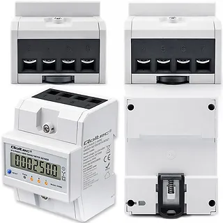 Qoltec Tr&oacute;jfazowy elektroniczny licznik z resetem | miernik zużycia energii na szynę DIN | 400V | 100A | LCD | LED | 4P