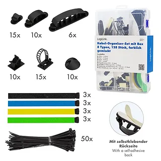 LogiLink Zestaw organizer&oacute;w kabli, 8 element&oacute;w