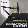 Digitus Ramię biurkowe pojedyncze z zaciskiem i sprężyną mechaniczną 1x LCD max. 35" 10kg, VESA: 75x75, 100x100, czarne