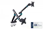 Digitus Ramię biurkowe podw&oacute;jne z zaciskiem i sprężyną mechaniczną 2x LCD max. 35" obciążenie 2x10kg, VESA: 75x75, 100x100, czarne
