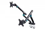 Digitus Ramię biurkowe podw&oacute;jne z zaciskiem i sprężyną mechaniczną 2x LCD max. 35" obciążenie 2x10kg, VESA: 75x75, 100x100, czarne