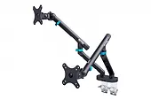 Digitus Ramię biurkowe podw&oacute;jne z zaciskiem i sprężyną mechaniczną 2x LCD max. 35" obciążenie 2x10kg, VESA: 75x75, 100x100, czarne