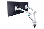 Digitus Ramię biurkowe podw&oacute;jne z zaciskiem i sprężyną mechaniczną 2x LCD max. 35" obciążenie 2x10kg, VESA: 75x75, 100x100, białe