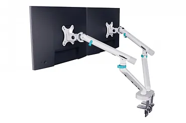 Digitus Ramię biurkowe podw&oacute;jne z zaciskiem i sprężyną mechaniczną 2x LCD max. 35" obciążenie 2x10kg, VESA: 75x75, 100x100, białe
