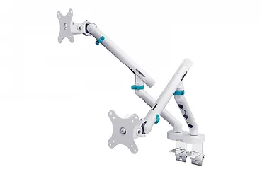 Digitus Ramię biurkowe podw&oacute;jne z zaciskiem i sprężyną mechaniczną 2x LCD max. 35" obciążenie 2x10kg, VESA: 75x75, 100x100, białe