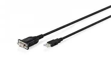 Digitus Kabel adapter USB 2.0 - DB9 RS232 M/Ż, chipset FTDI (FT232RNL), PVC, czarny, 1.8 m
