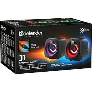 Defender Głośniki komputerowe J1 2.0 6W LED USB czarne