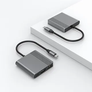 Gembird Adapter wieloportowy USB typu C 3 w 1 (port USB + HDMI +USB-C), gwiezdna szarość