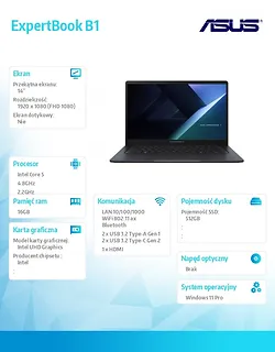 Asus Notebook ExpertBook B1 B1403CVA-S67343X Core 5 210H 16GB/512GB/W11Pro