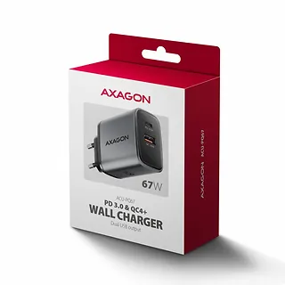 AXAGON Ładowarka sieciowa ACU-PQ67 PD&QC 67W 2-port GaN, USB-A + USB-C