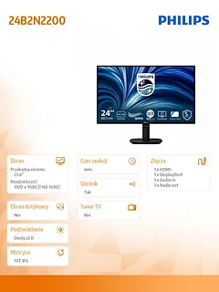 Philips Monitor 24B2N2200 23.8 cala IPS 120Hz HDMI DP VGA Głośniki