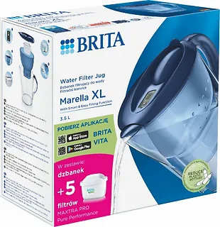 Brita Dzbanek filtrujący 3.5l Marella XL + 5 wkład&oacute;w filtrujących MAXTRA PRO Pure Performance, niebieski