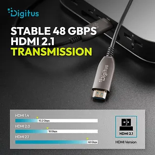 Digitus Kabel połączeniowy hybrydowy HDMI AOC | HDMI-A męski-męski | HDMI 2.1 | UHD-2 8K@60Hz | 48Gbps |HDR, eARC, HDCP 2.2, CEC | 70m