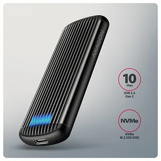 AXAGON EEM2-SC Obudowa zewnętrzna aluminiowa bezśrubowa USB-C 3.2 Gen 2 10Gbps - M.2 NVMe SSD, długość 30 do 80 mm szary
