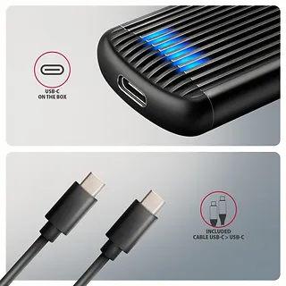 AXAGON EEM2-SC Obudowa zewnętrzna aluminiowa bezśrubowa USB-C 3.2 Gen 2 10Gbps - M.2 NVMe SSD, długość 30 do 80 mm szary