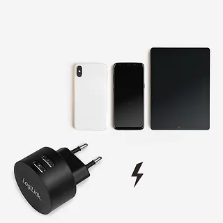 LogiLink Ładowarka sieciowa  2x USB-A, 10.5W, czarna