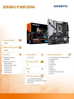 Gigabyte Płyta gł&oacute;wna B760M GAMING PLUS WIFI s1700 4DDR4 DP/HDMI mATX