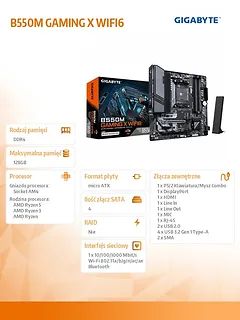 Gigabyte Płyta gł&oacute;wna B550M GAMING X WIFI6 4DDR4 HDMI/DP mATX