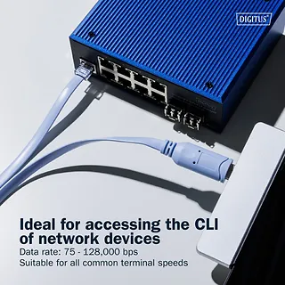 Digitus Kabel adapter do konsoli USB-A 2.0 męski do RJ45 | Chipset FTDI (FT232RNL) | jasnoniebieski | 1.8m