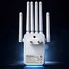 Qoltec Wzmacniacz sygnału WiFi | Repeater | Access Point | 300Mb/s | 6  anten | 2xRJ45