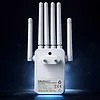 Qoltec Wzmacniacz syganłu WiFi 6 | Repeater | Access Point | AX1200 Mb/s| 6 anten | 2xRJ45 | 128MB