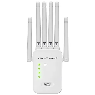 Qoltec Wzmacniacz syganłu WiFi 6 | Repeater | Access Point | AX1200 Mb/s| 6 anten | 2xRJ45 | 128MB