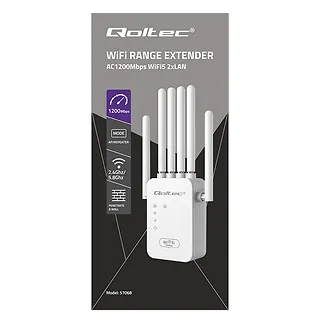 Qoltec Wzmacniacz syganłu WiFi 6 | Repeater | Access Point | AX1200 Mb/s| 6 anten | 2xRJ45 | 128MB