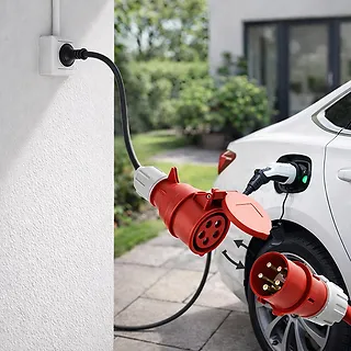 Qoltec Adapter siłowy do ładowarek EV | gniazdo CEE 16A 5P | Przejści&oacute;wka 400V na SCHUKO 230V | max 16A | 3.5kW