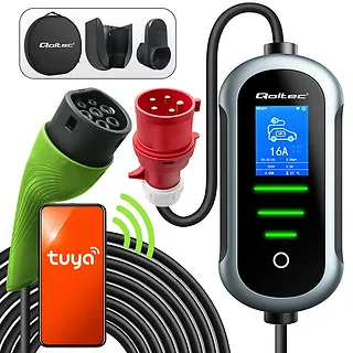 Qoltec Ładowarka do samochodu elektrycznego EV i hybryd | 7kW | 230V |  CEE 32A | Wi-Fi | TUYA | LCD | 5m