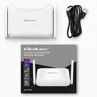 Qoltec Router Home&Travel 4G LTE WiFi 6 | AX300 | 2.4GHz | Dual Antena |USB-C | Micro SIM