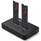 Qoltec Stacja dokuj&scaron;ca dysk&oacute;w SSD M.2 NVMe | PCIe | USB-C | 20Gb/s |    DUAL 2x8TB | klonowanie offline
