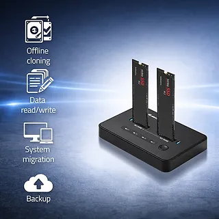 Qoltec Stacja dokuj&scaron;ca dysk&oacute;w SSD M.2 NVMe | PCIe | USB-C | 20Gb/s |    DUAL 2x8TB | klonowanie offline